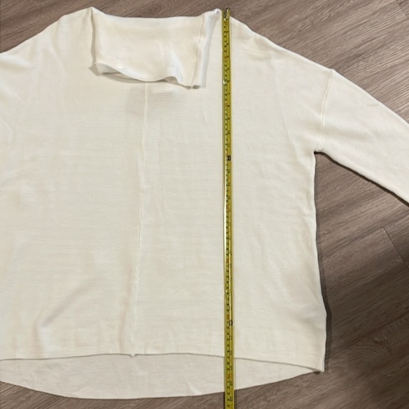 Cupio Women's Turtleneck Sweater Large White Oversized Longline Comfy Classic - Picture 11 of 12